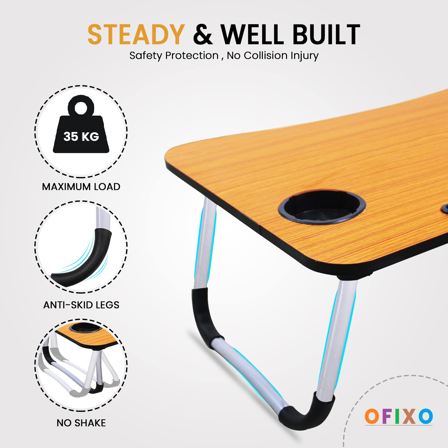 KIHO™ Foldable Wooden Laptop Table - Slightly Damage